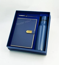 Caro 3 in 1 Giftset - A5 Diary, Steel Bottle and Metal Ball Pen - A5 - 750ml, Blue