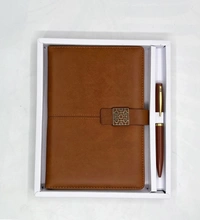 Caro 2 in 1 PU leather Notebook Diary with Metal Pen Giftset - A5, Gray