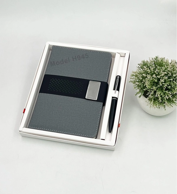Caro 2 in 1 Diary and Metal Pen Giftset  - Gray