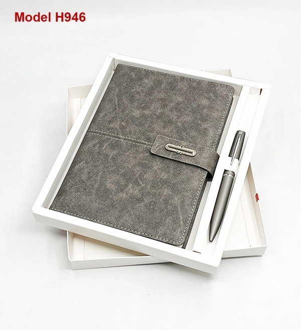 Caro 2 in 1 PU Leather Diary and Metal Ball Pen Gift Set  - Gray