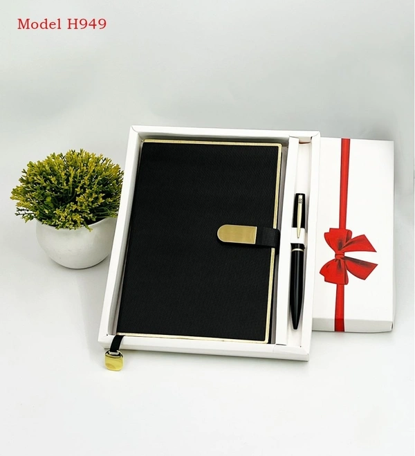 Caro 2 in 1 Leather Diary with Bookmark and Metal Pen Gift Set - A5, Gray