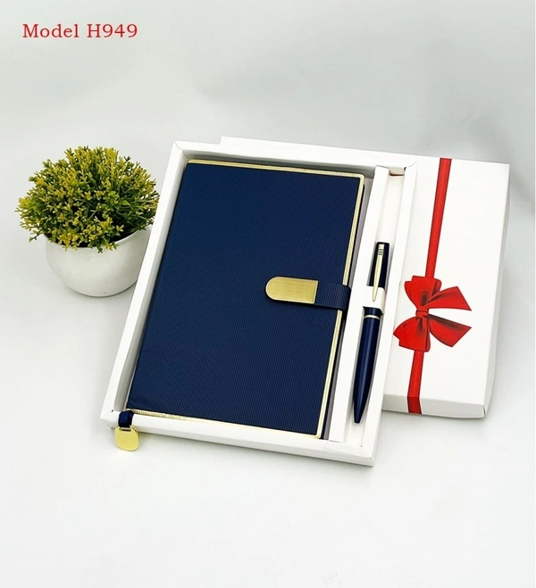Caro 2 in 1 Leather Diary with Bookmark and Metal Pen Gift Set - A5, Gray
