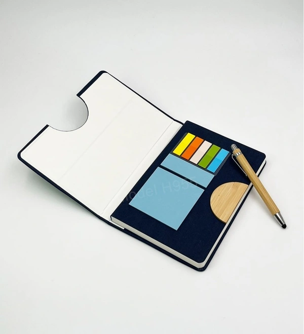 Caro 2 in 1 Multifunctional Notebook Diary with Wooden Pen Giftset  - A5, Gray