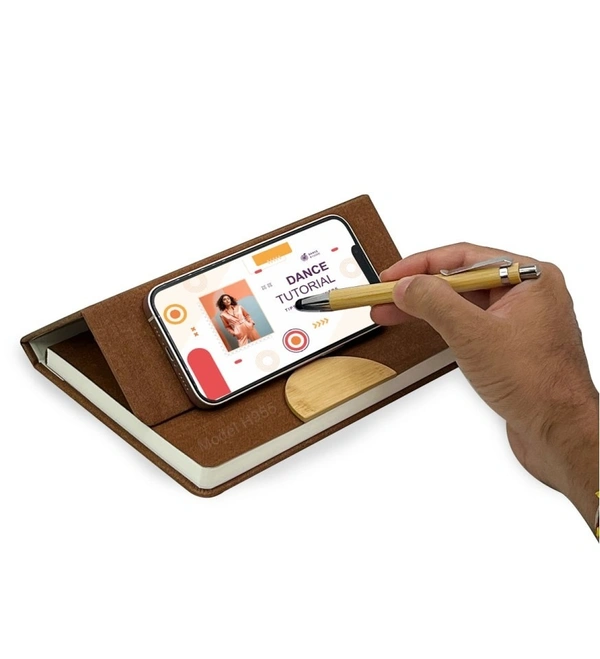 Caro 2 in 1 Multifunctional Notebook Diary with Wooden Pen Giftset  - A5, Gray