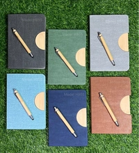 Caro 2 in 1 Multifunctional Notebook Diary with Wooden Pen Giftset  - A5, Gray