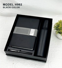 Caro 3 in 1 Premium Giftset – A5 PU Leather Diary, Metal Ball Pen & Stainless Steel Water Bottle - A5 - 750ml, Gray