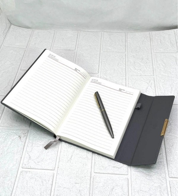 Caro 2 in 1 Flap Diary and Metal Pen Giftset  - Brown