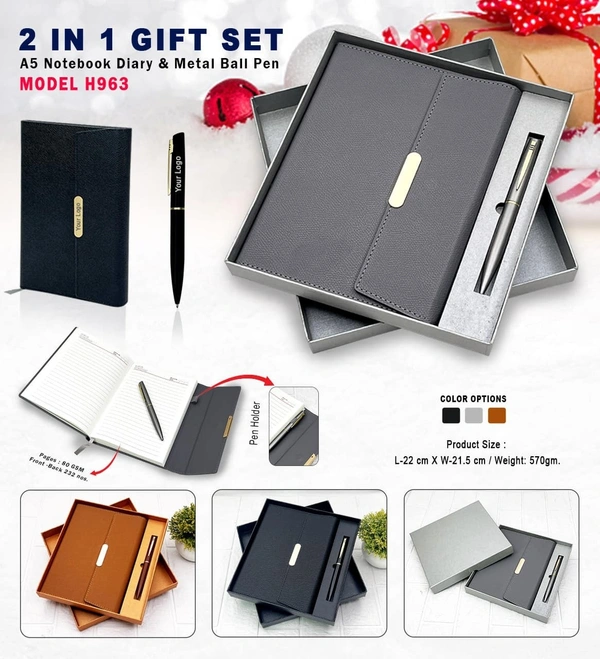 2 In 1 Gift Set A5 Notebook Diary with Metal Ball Pen