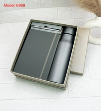 Caro 3 in 1 Premium Gift Set – A5 PU Leather Diary, Metal Ball Pen & Stainless Steel Water Bottle - A5 - 750ml, Black
