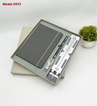 Caro 4 in 1 Premium Giftset PU Leather Diary, Metal Ball Pen, Laptop Stand and Metal Pen-drive - 32GB, Gray