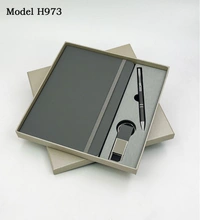 Caro 3 in 1 Giftset PU Leather Diary, Metal Ball Pen, Metal Hook Keychain - A5, Gray