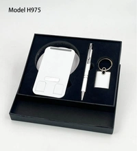 Caro 3 IN 1 GIFT SET - 360 Degree Mobile Stand, Metal Ball Pen and Keychain - White