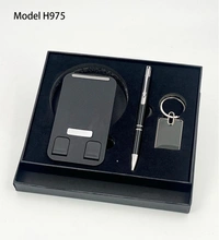 Caro 3 IN 1 GIFT SET - 360 Degree Mobile Stand, Metal Ball Pen and Keychain - White
