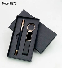 Caro 2 in 1 Premium Gift Set - Metal Keychain with PU Belt & Metal Ball Pen - Gray