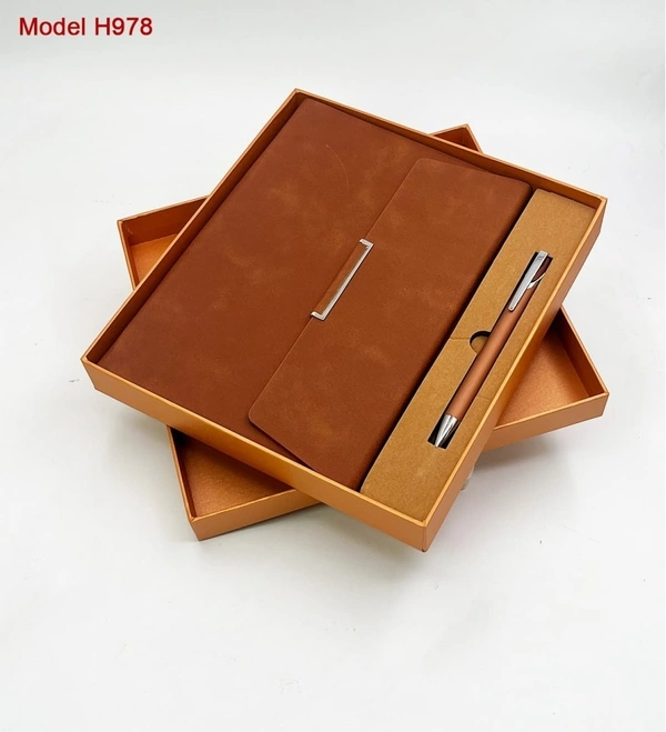 Caro 2 in 1 Gift Set - PU Leather Planner Diary & Metal Ball Pen - Gray