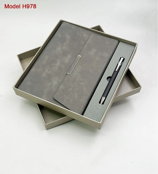 Caro 2 in 1 Gift Set - PU Leather Planner Diary & Metal Ball Pen - Gray