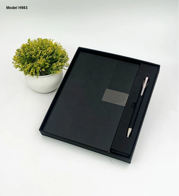 Caro 2 in 1 Premium Gift Set - A5 PU Leather Diary & Metal Ball Pen - Gray