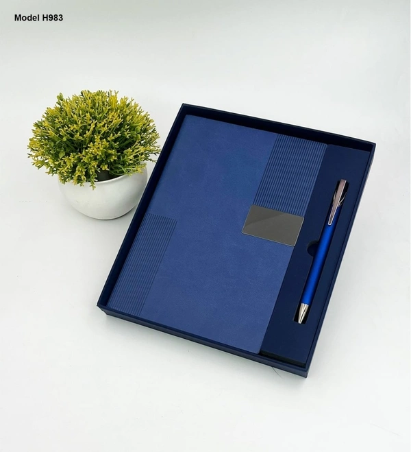 Caro 2 in 1 Premium Gift Set - A5 PU Leather Diary & Metal Ball Pen - Gray