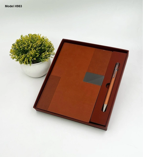 Caro 2 in 1 Premium Gift Set - A5 PU Leather Diary & Metal Ball Pen - Gray