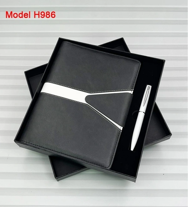 Caro 2 in 1 PU Leather Planner Diary and Metal Pen Giftset - Black