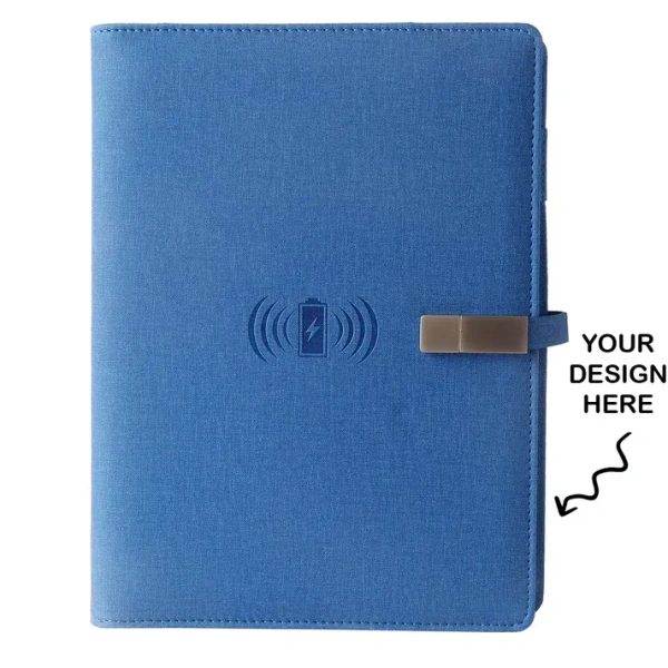 Caro Blue Jute 8000MAH Diary Power Bank with 16GB Pen Drive - Denim