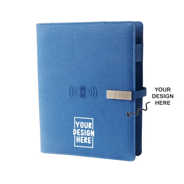 Caro Blue Jute 8000MAH Diary Power Bank with 16GB Pen Drive - Denim