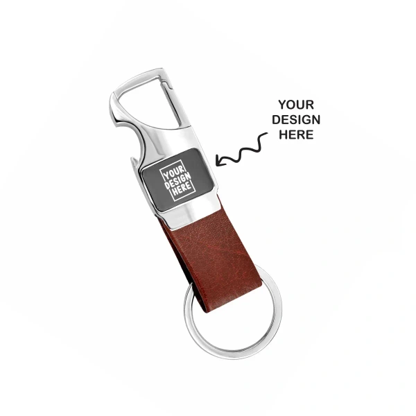 Caro Stylish Metal Keychain for Corporate Gifting & Business Promotions - Brown