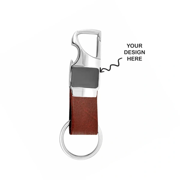 Caro Stylish Metal Keychain for Corporate Gifting & Business Promotions - Brown