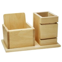 Caro Light Brown Multipurpose Wooden Pen Stand