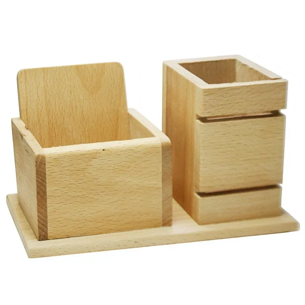 Caro Light Brown Multipurpose Wooden Pen Stand