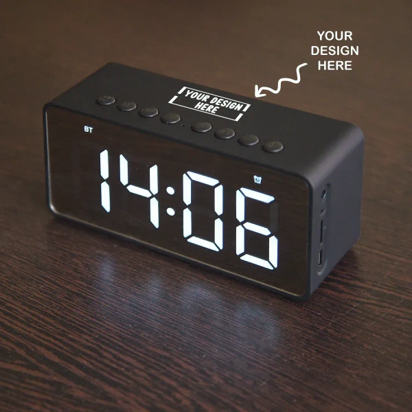Urban Gear Bluetooth Speaker Cum Mirror Alarm Clock use for Personal, Office, Corporate Gifting - Black