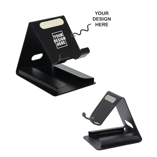 Caro Metal phone holder mobile stand with card holder - Black
