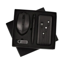 Caro 4in1 combo gift set 10000mAh power bank,32 GB pen drive,wireless mouse & pen - Black