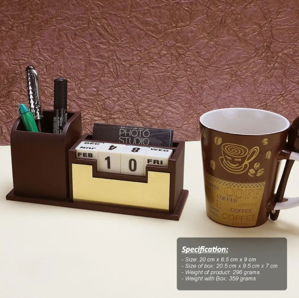 Caro Desktpo wooden stationery pen stand holder CIWD08 - Dark Tan