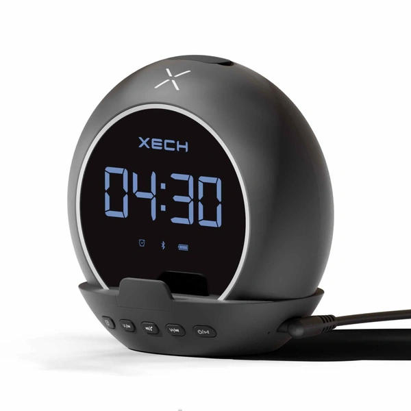 Xech Ellipse - Wireless Bluetooth Speaker Digital Clock, and Alarm - Black