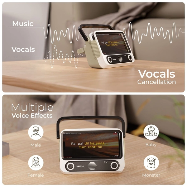 XECH Karaoke TV Bluetooth Karaoke System with Dual Mics and Phone Holder