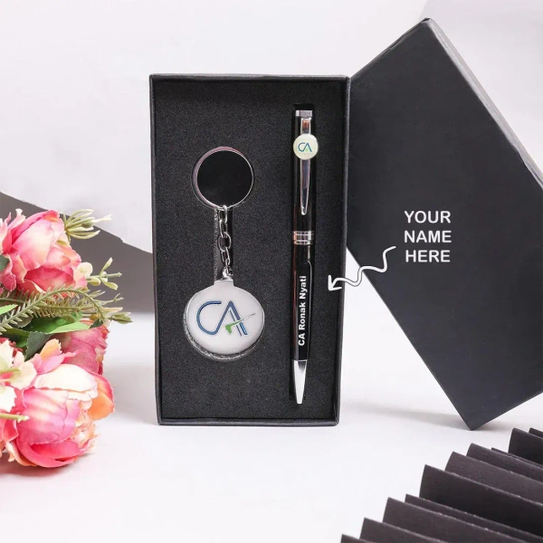 Caro pen and keychain combo for CA Giftset - Black