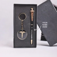 Caro Pen and keychain for doctors combo gift set - Black