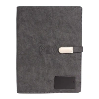 Caro Jute fusion grey 8000mAh power bank dairy whit pen glow combo gift set - Gray
