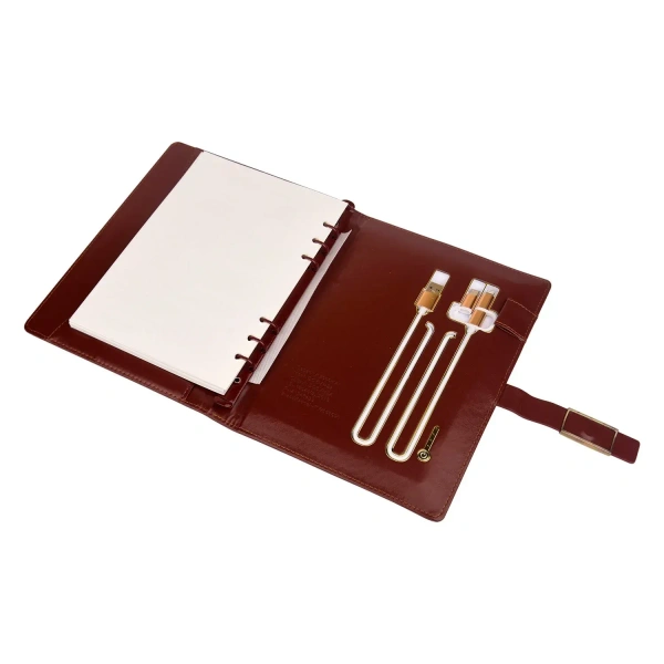 Caro Dark Brown Leather Finished  8000MAH Power Bank Diary - Brown
