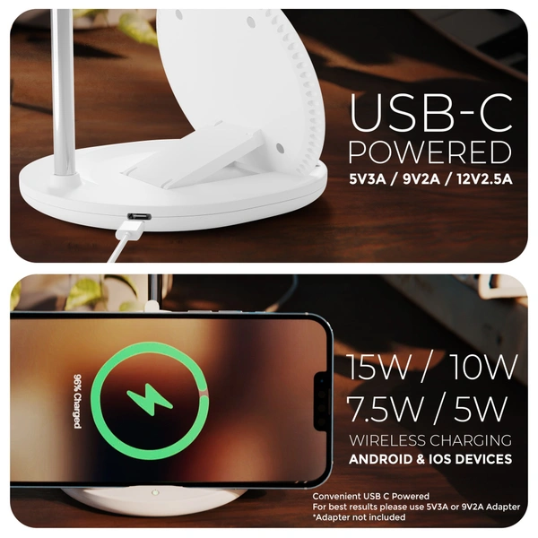 Xech Aerocharge - a table fan with a fast 15W wireless charger - White