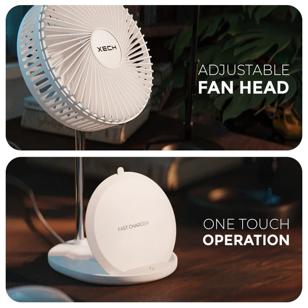 Xech Aerocharge - a table fan with a fast 15W wireless charger - White