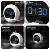 Xech Ellipse - Wireless Bluetooth Speaker Digital Clock, and Alarm - White