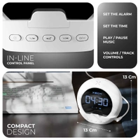 Xech Ellipse - Wireless Bluetooth Speaker Digital Clock, and Alarm - White
