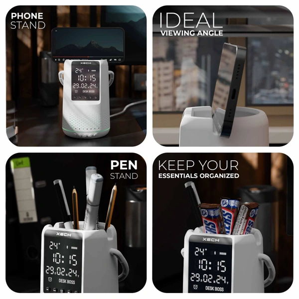 Xech Deskboss - The Ultimate Multifunctional Bluetooth Speaker - Perfect Gift for Any Occasion - White