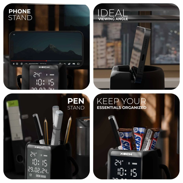 Xech Deskboss Dark Edition - The Ultimate Multifunctional Bluetooth Speaker - Perfect Gift for Any Occasion - Black