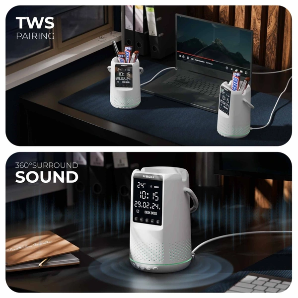 Xech Deskboss - The Ultimate Multifunctional Bluetooth Speaker - Perfect Gift for Any Occasion - White