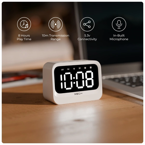 Xech Eon - Multifunctional Clock Speaker - White
