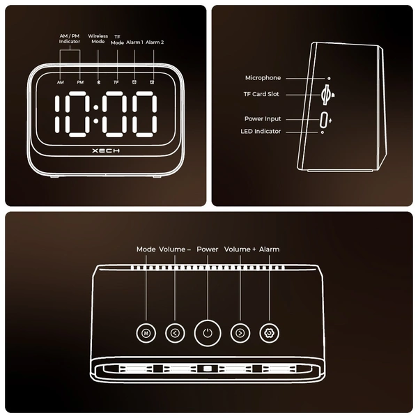 Xech Eon - Multifunctional Clock Speaker - White