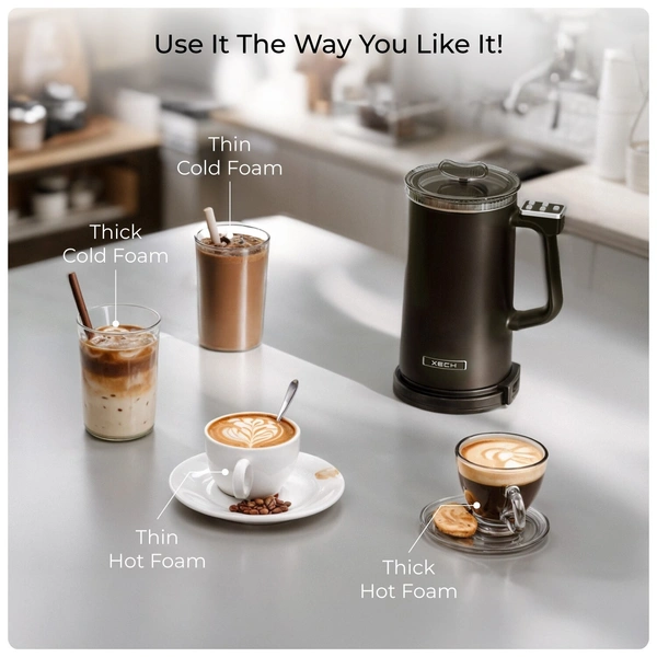 XECH Mycafe - Portable Coffee Maker & Frother in One - Black